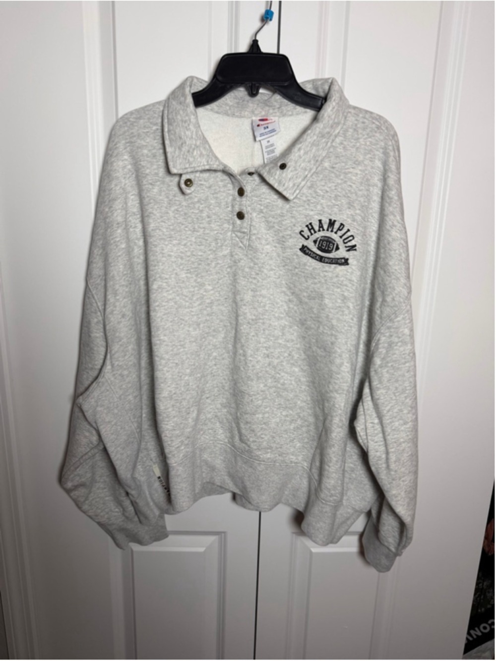 Champion Gray 3X Physical Education Snap Crop Pullover NWT